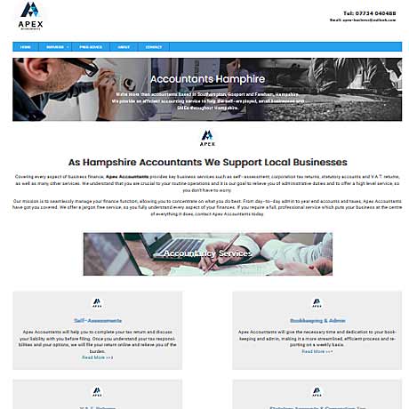 Web design Southampton - Gethyn Jones with a design for Apex Accountants