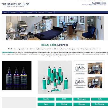 The Beauty Lounge web design for a Portsmouth client Web design Portsmouth Gethyn Jones with an example -