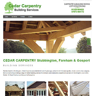 Website design for a Fareham client, Cedar Carpentry of Stubbington. Web Design Fareham - example of a web design for a Stubbington carpenter